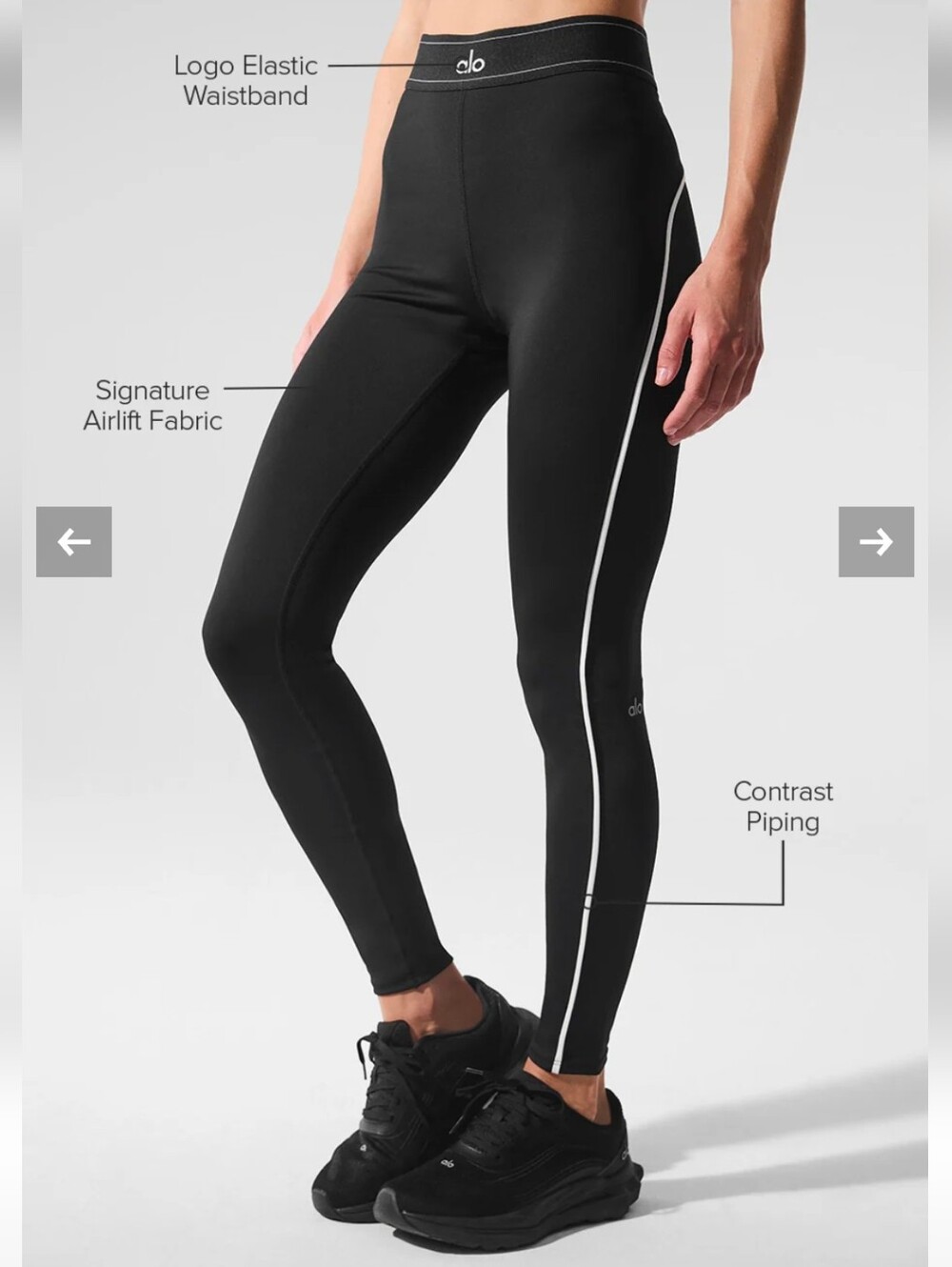 Alo Yoga Airlift High-Waist Suit Up Legging. Black, Touch Of White. 28". XXS.
